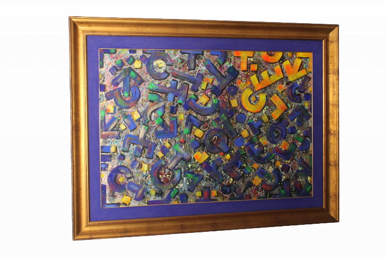 Abstract painting, polychrome enamel on panel, 1980s 13
