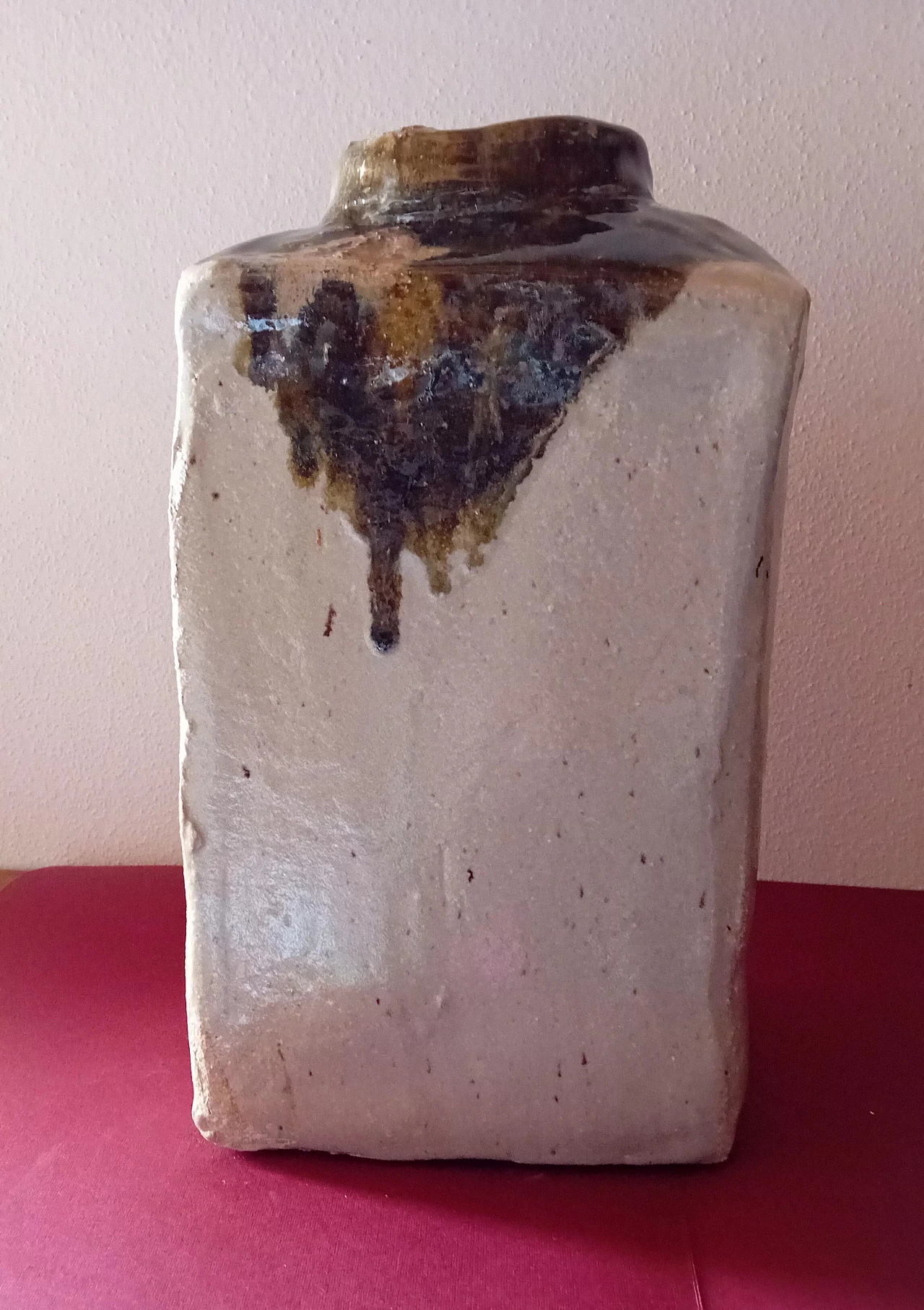 Parallelepiped vase in raku ceramic by Musiani Roberto, 2000s 1