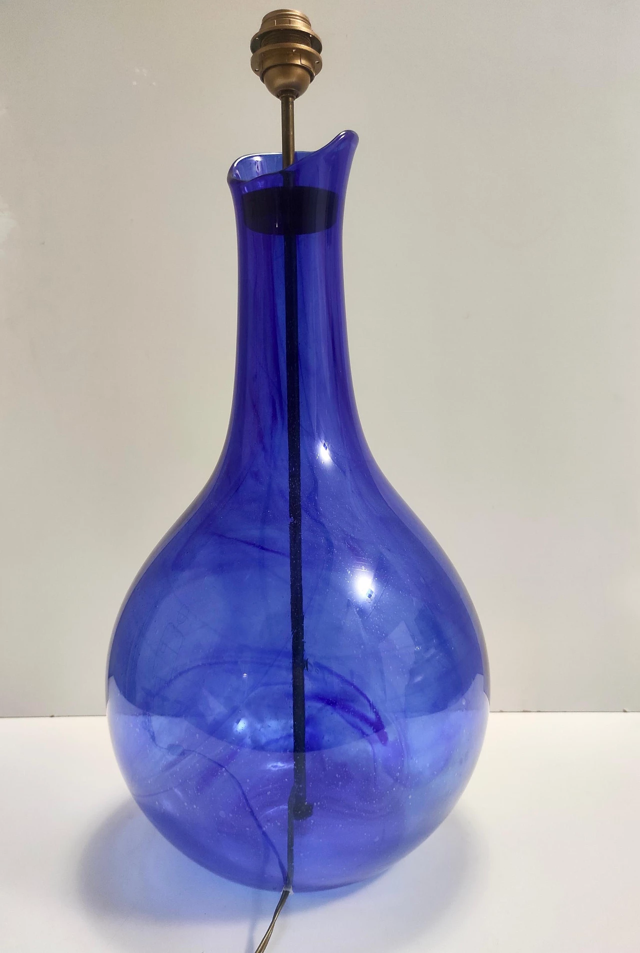Lampada da tavolo in vetro di Murano blu, anni '70 7