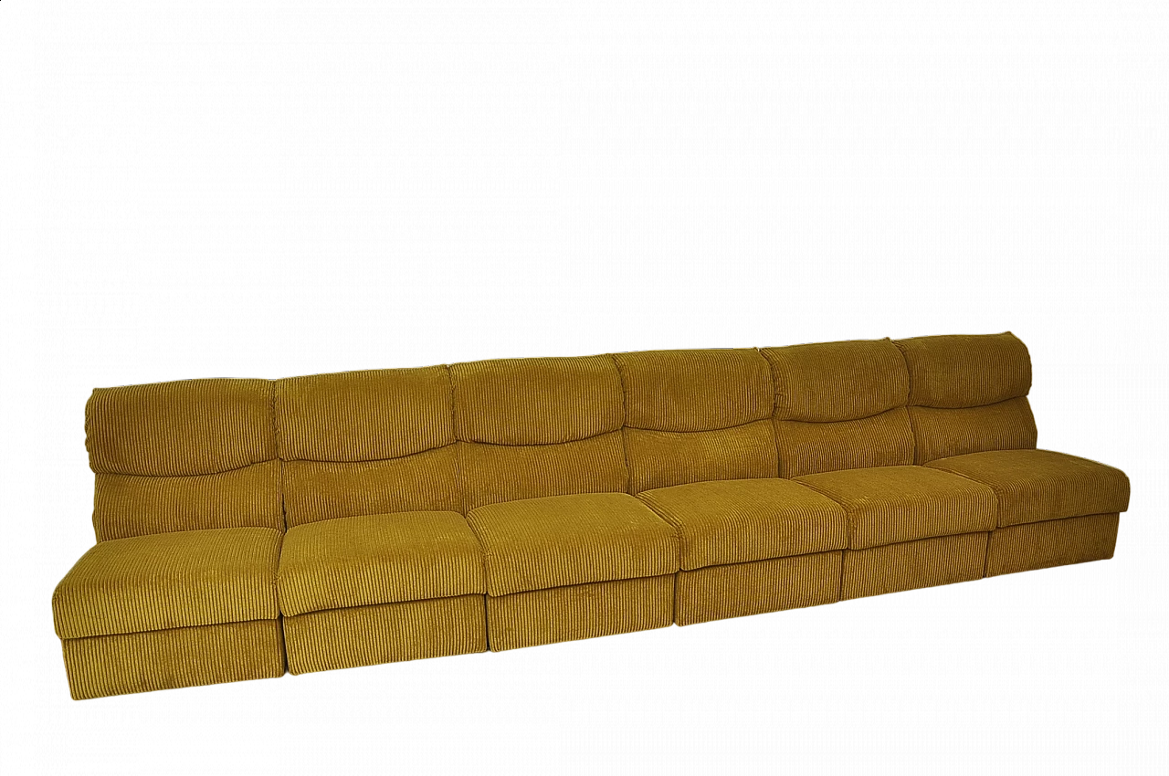 Six-module sofa in yellow corduroy, 1970s 10