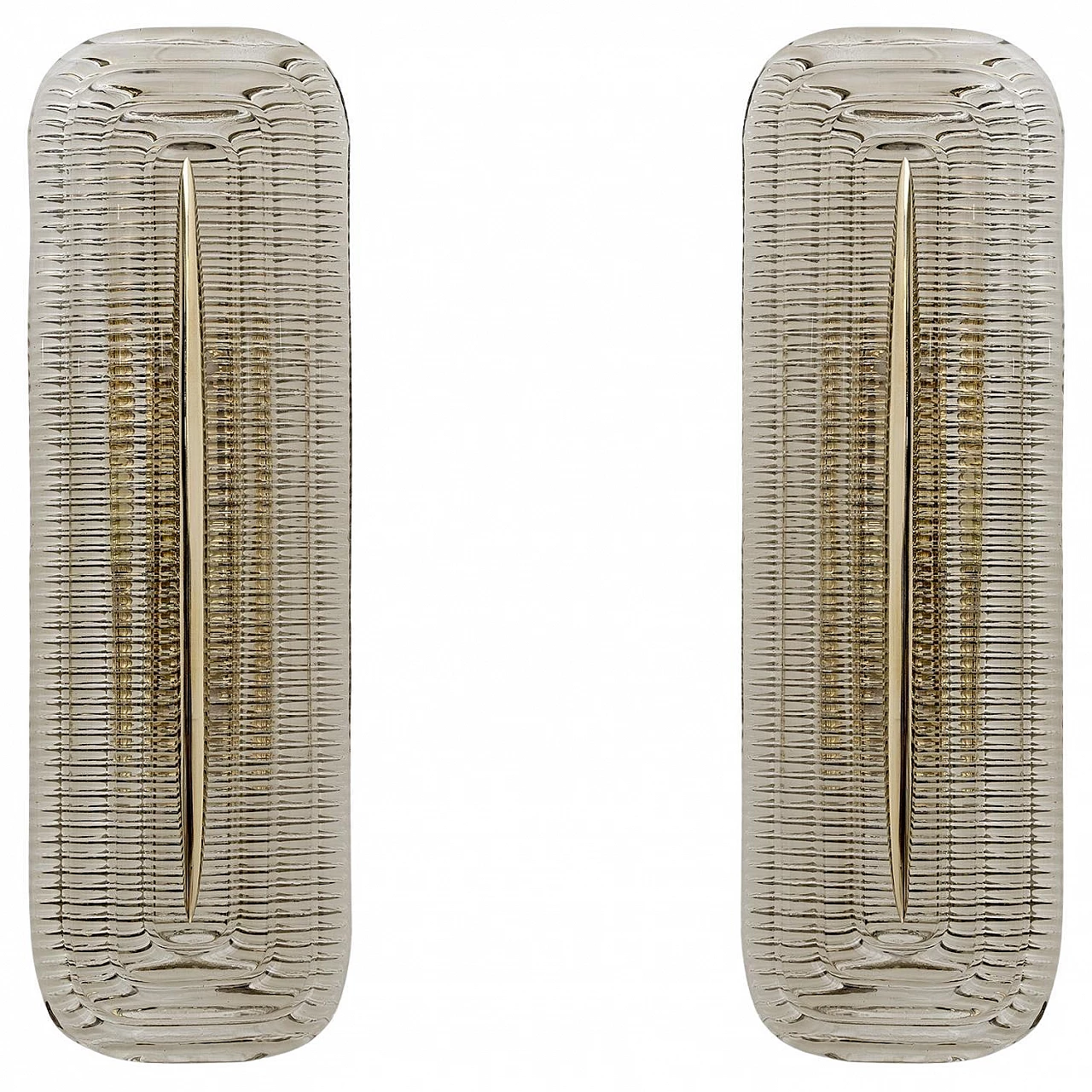 Coppia di applique in vetro di Murano e ottone, anni '90 1