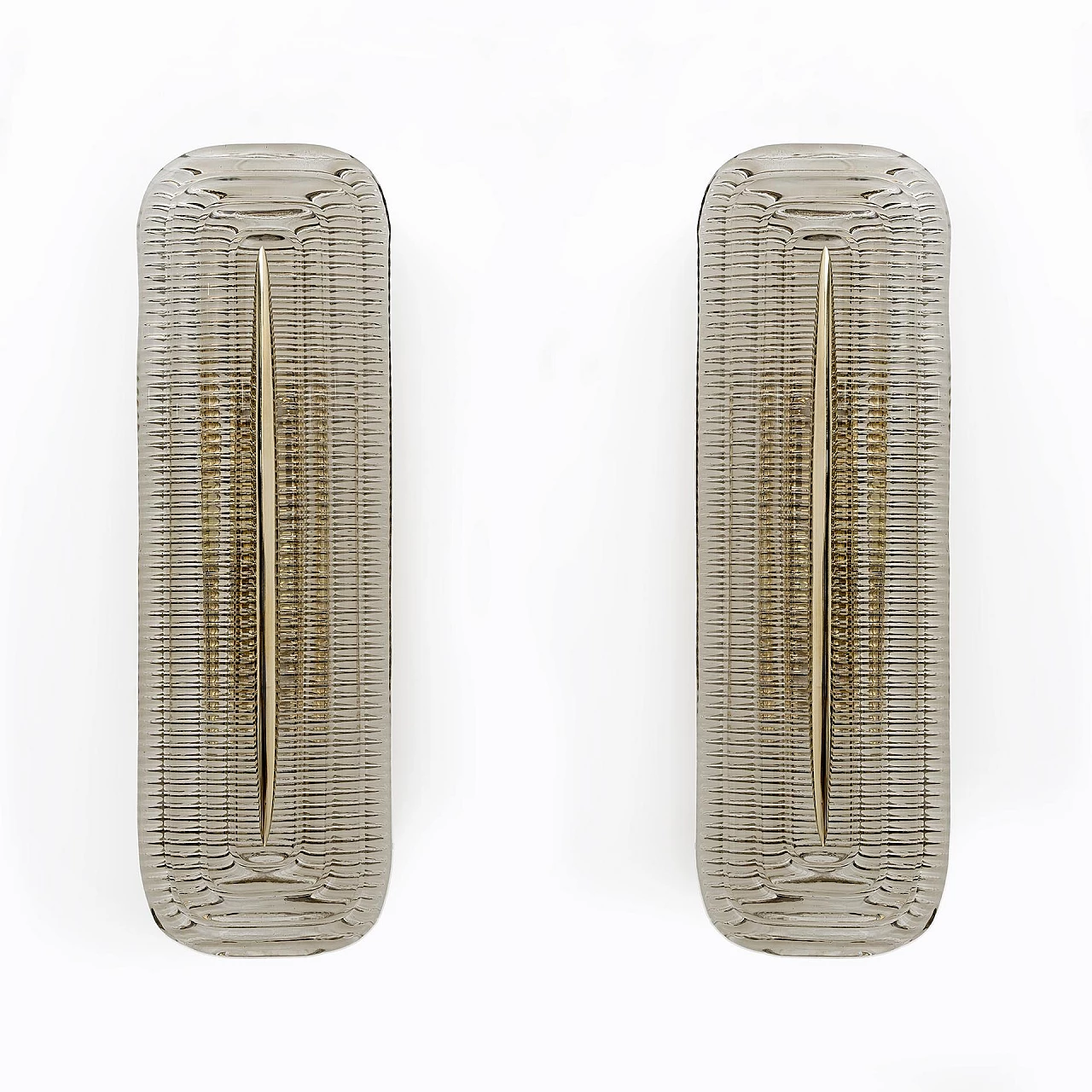 Coppia di applique in vetro di Murano e ottone, anni '90 2