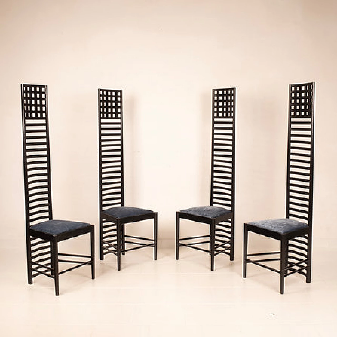4 Hill House chairs by Charles Rennie Mackintosh for Alivar, 1980s 2