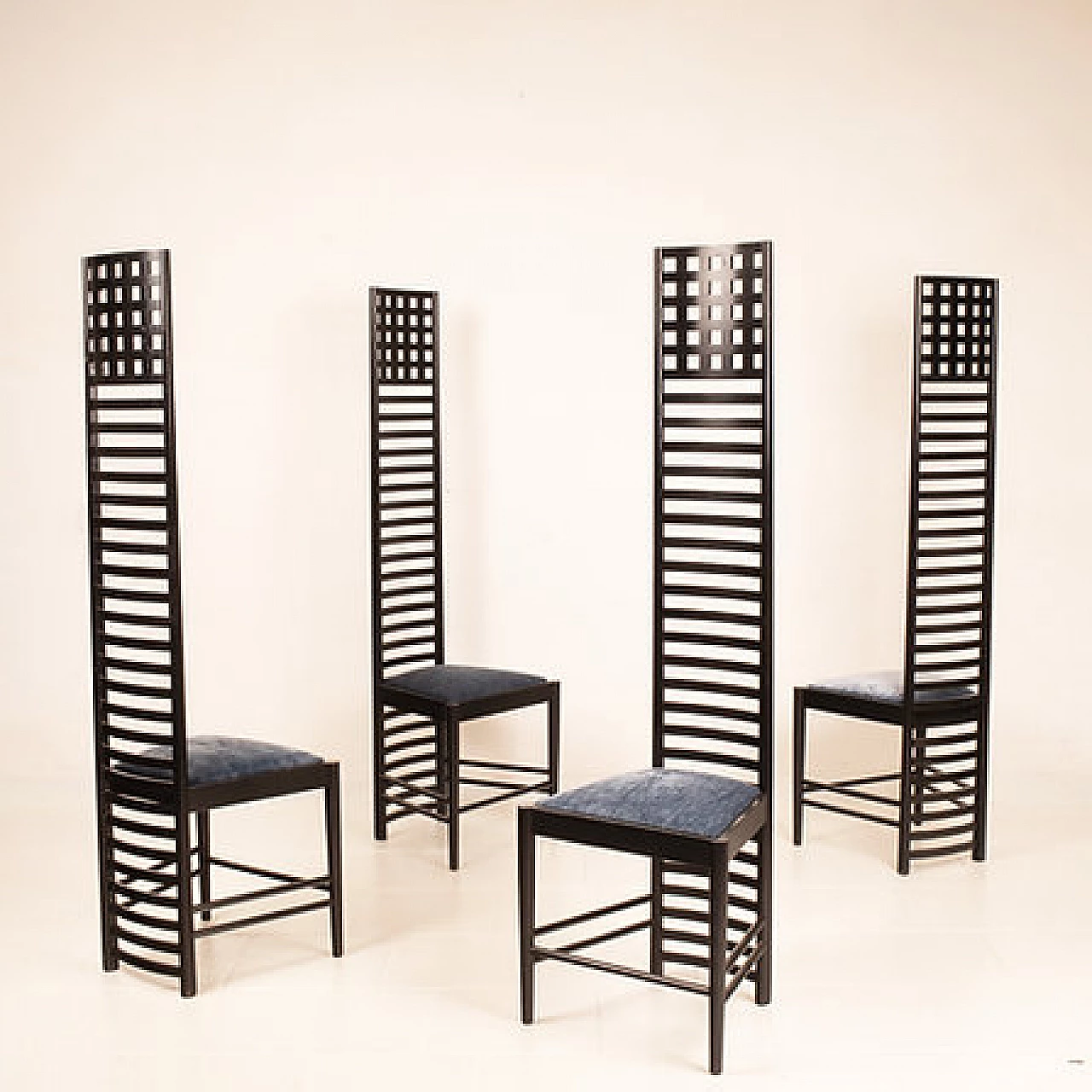 4 Hill House chairs by Charles Rennie Mackintosh for Alivar, 1980s 3