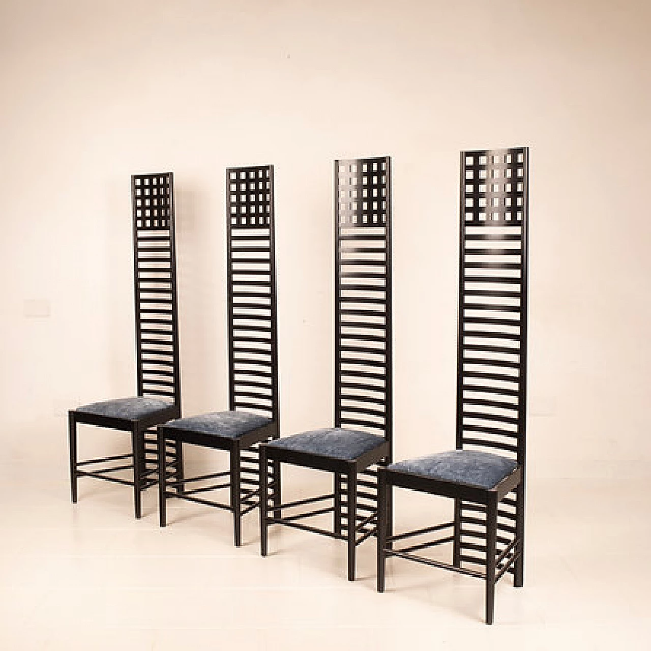 4 Hill House chairs by Charles Rennie Mackintosh for Alivar, 1980s 6