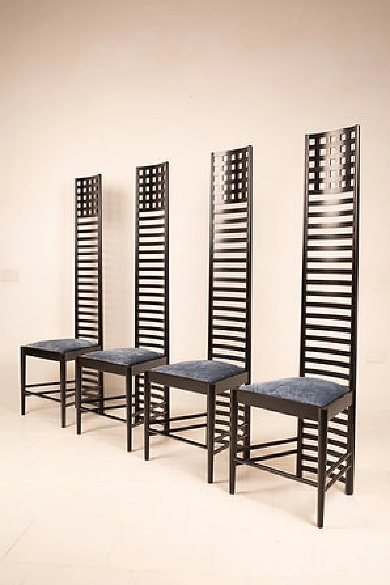 4 Hill House chairs by Charles Rennie Mackintosh for Alivar, 1980s 7