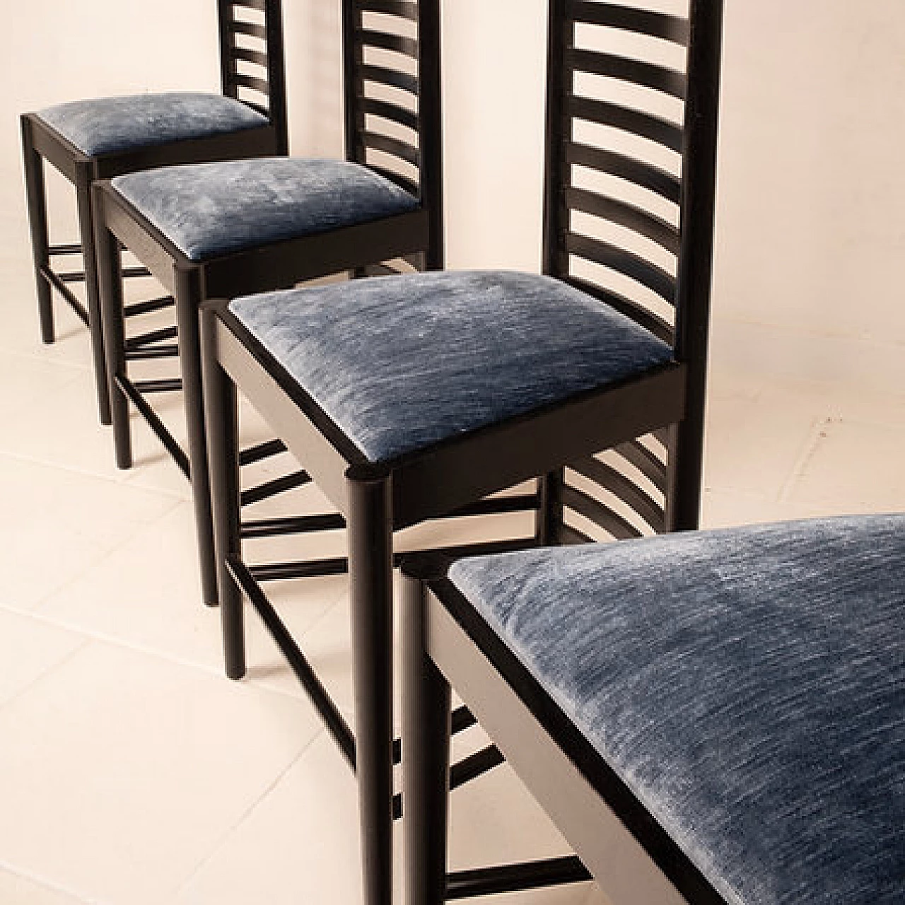 4 Hill House chairs by Charles Rennie Mackintosh for Alivar, 1980s 11