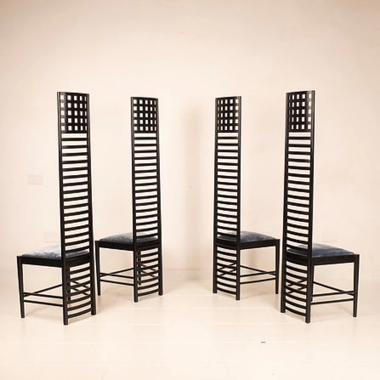 4 Hill House chairs by Charles Rennie Mackintosh for Alivar, 1980s 12