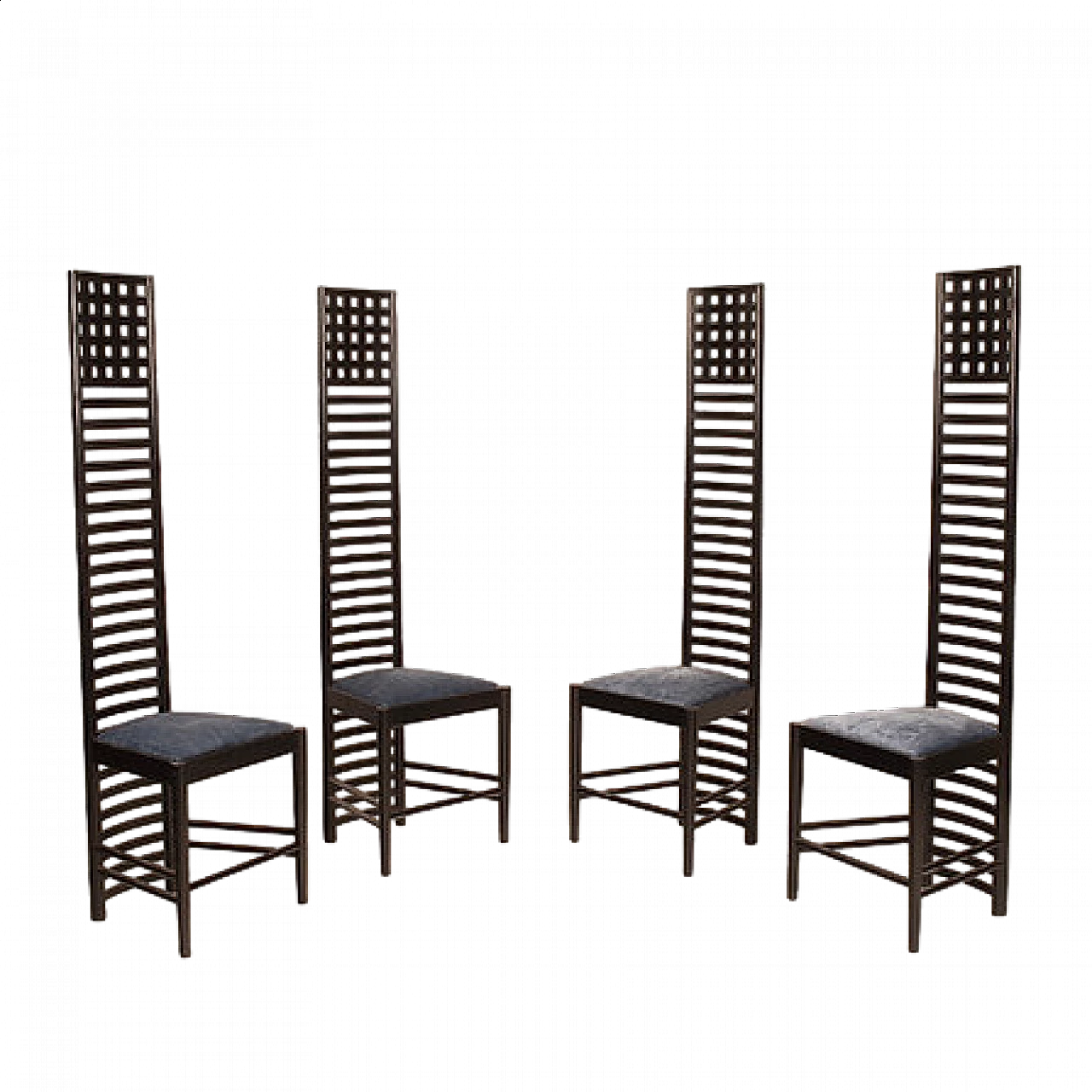 4 Hill House chairs by Charles Rennie Mackintosh for Alivar, 1980s 13