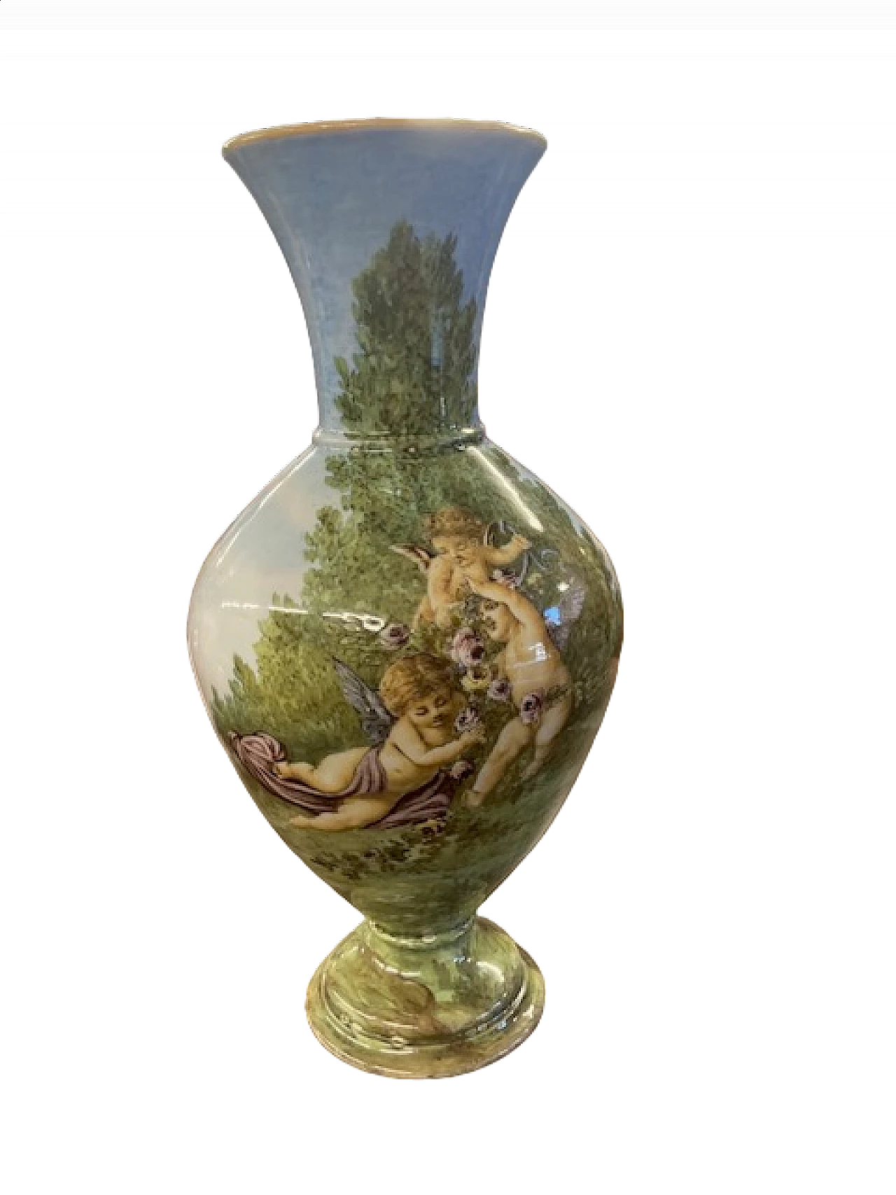 Majolica vase with putti by Ginori, 1850 12