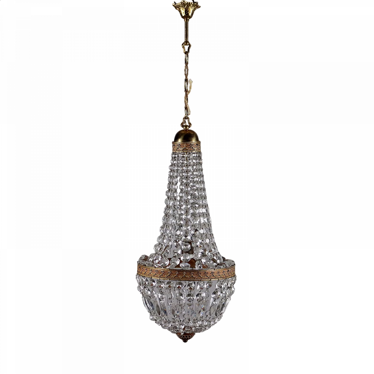 Hot air balloon chandelier in glass and metal, 1950s 11