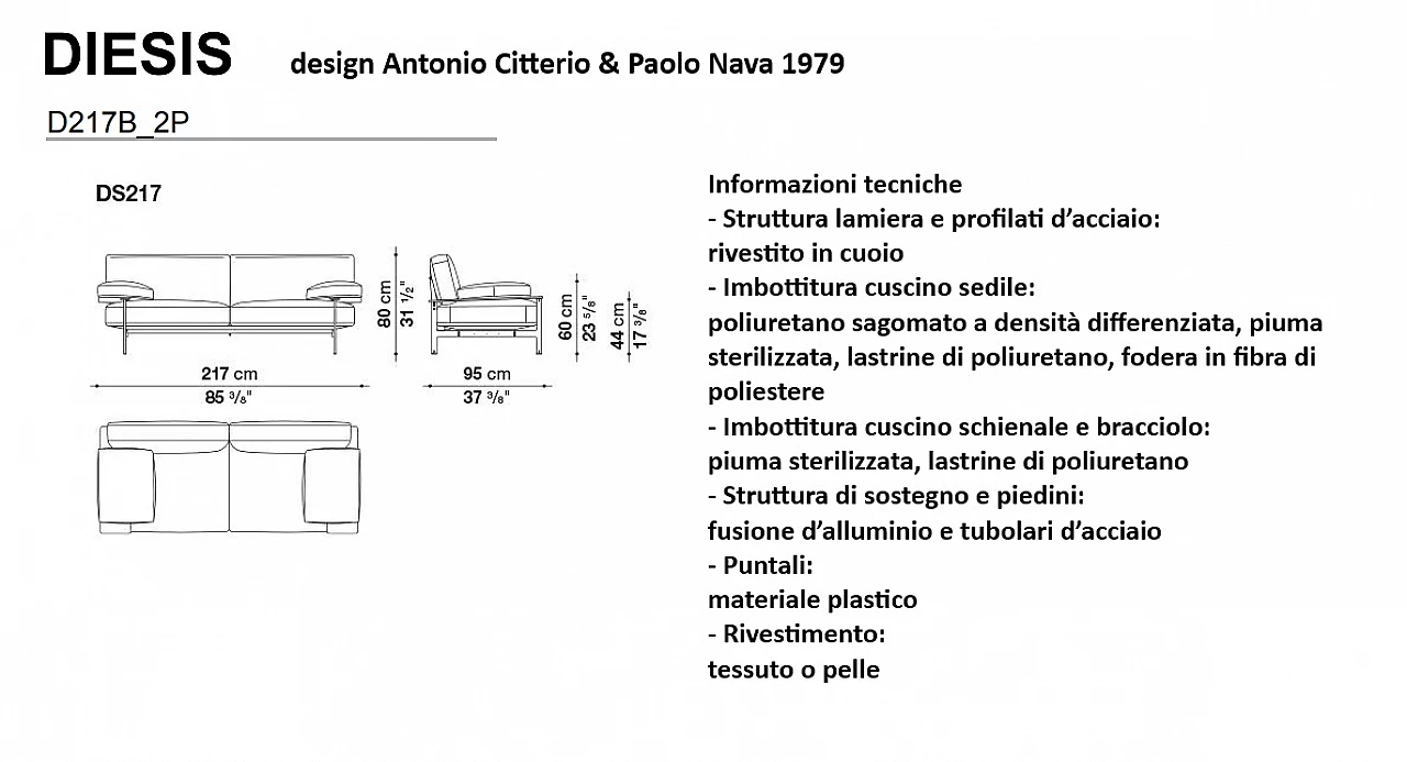 Divano Diesis DS217 rosso di Citterio & Nava per B&B Italia, 1979 6