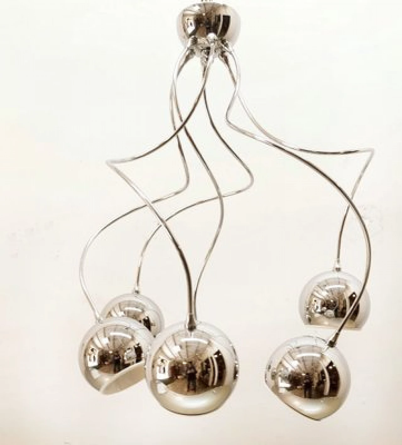 Adjustable chandelier with chrome spheres, 1970s 1