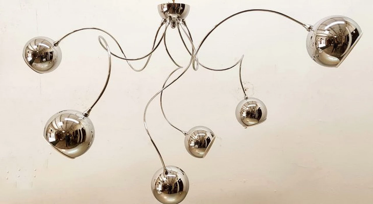 Adjustable chandelier with chrome spheres, 1970s 2