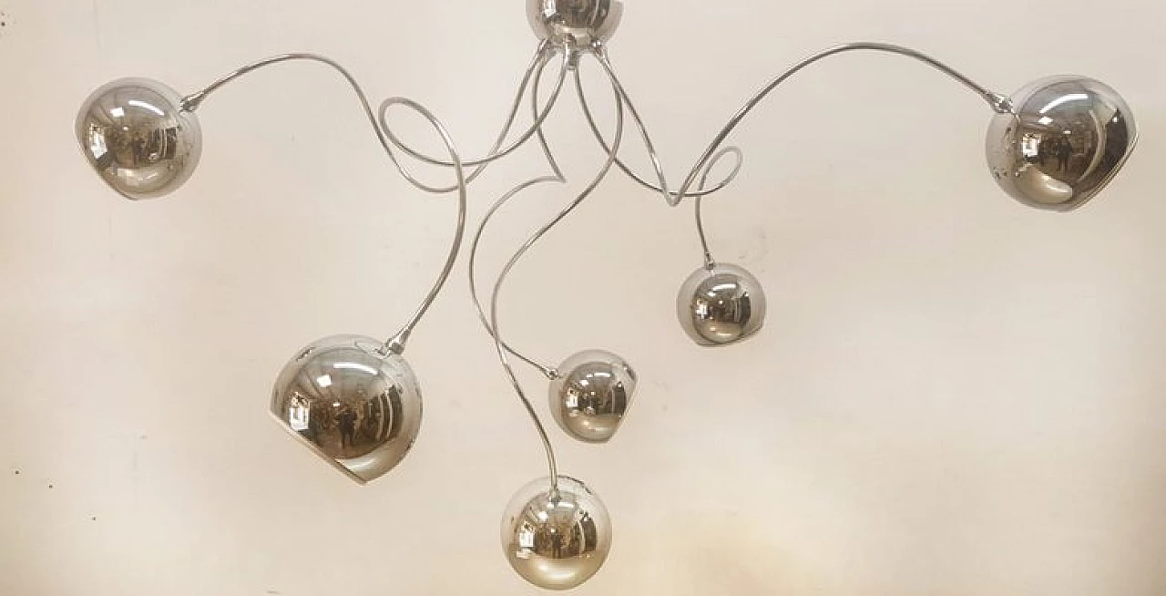 Adjustable chandelier with chrome spheres, 1970s 3