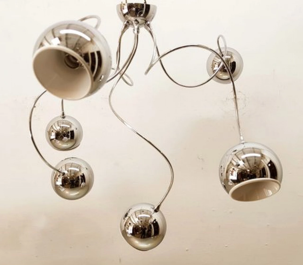 Adjustable chandelier with chrome spheres, 1970s 4