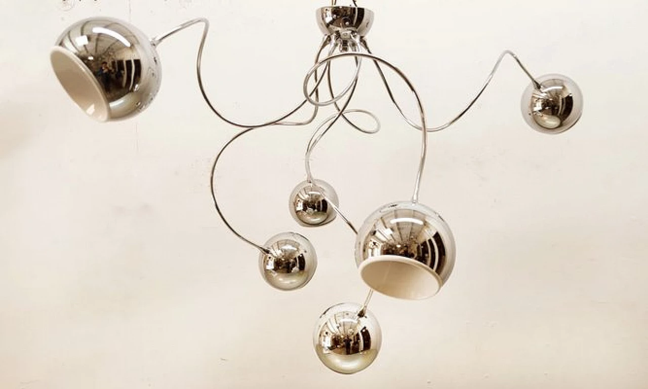 Adjustable chandelier with chrome spheres, 1970s 5