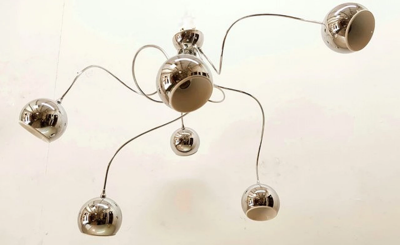 Lampadario orientabile con sfere cromate, anni '70 6