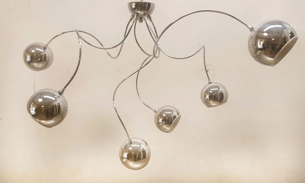Lampadario orientabile con sfere cromate, anni '70 7