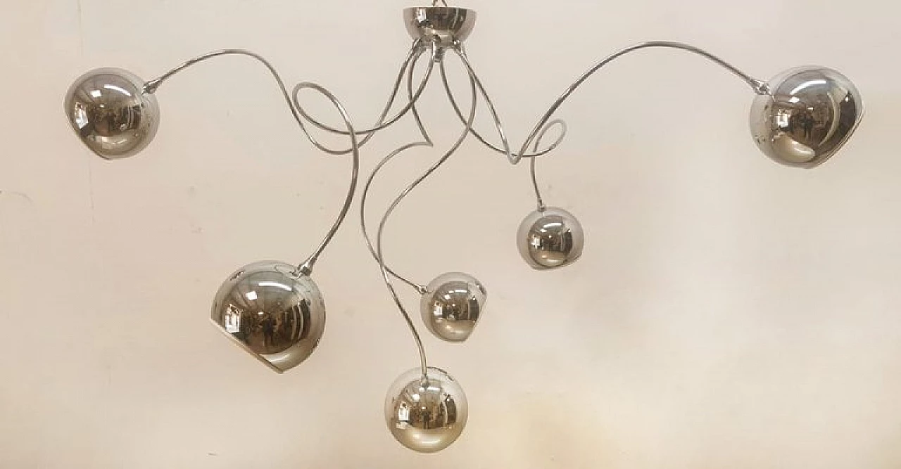 Adjustable chandelier with chrome spheres, 1970s 8