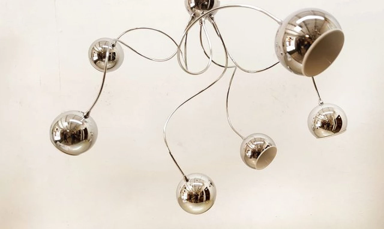Adjustable chandelier with chrome spheres, 1970s 9