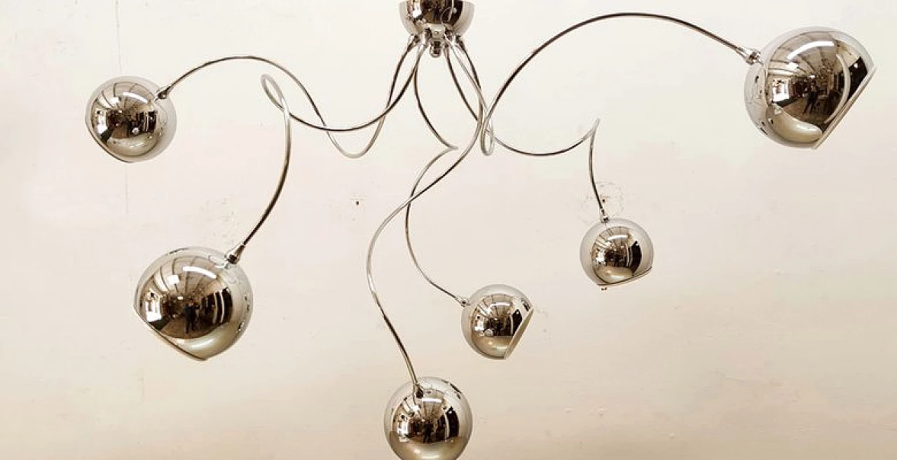 Adjustable chandelier with chrome spheres, 1970s 10