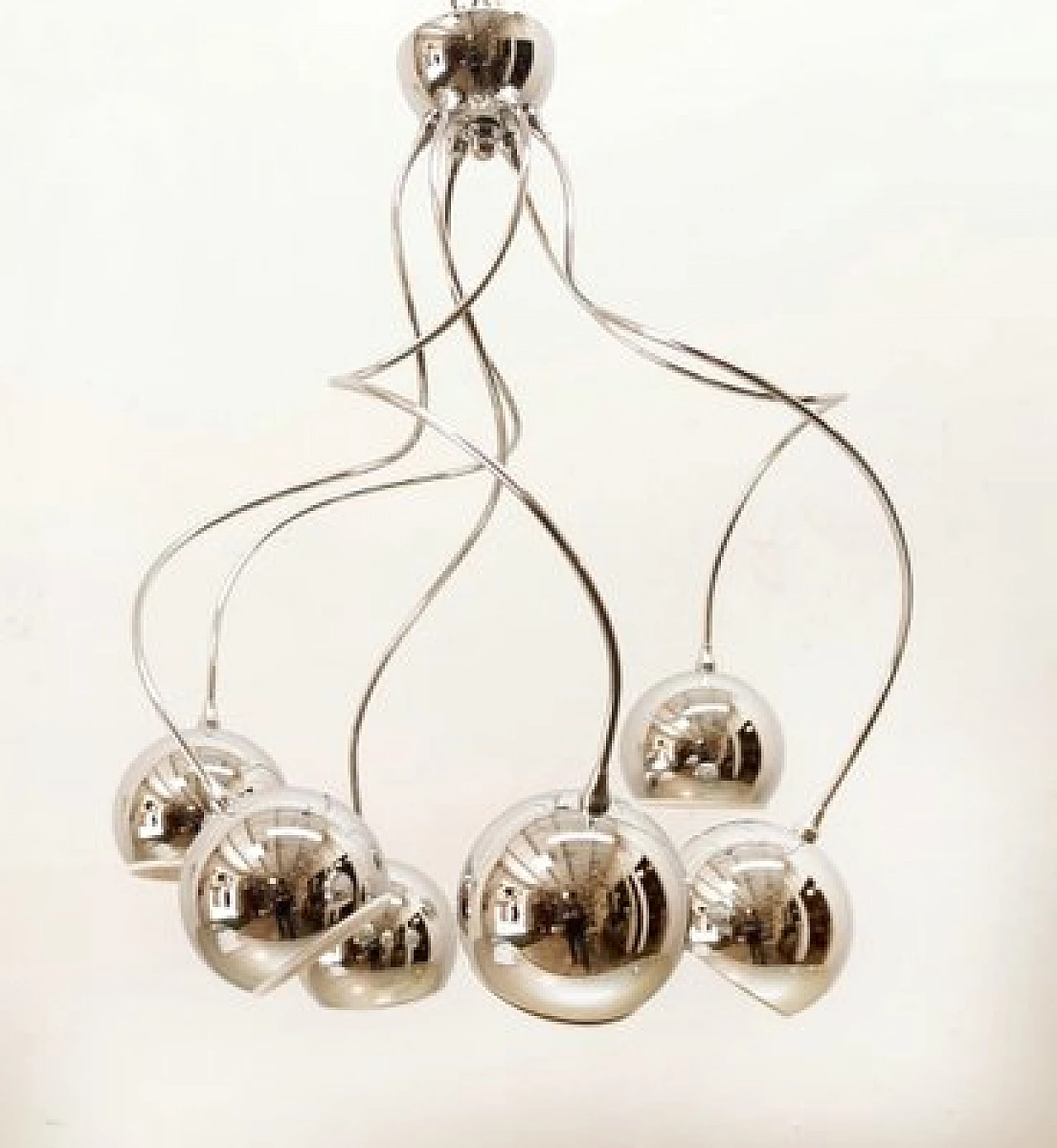 Adjustable chandelier with chrome spheres, 1970s 13