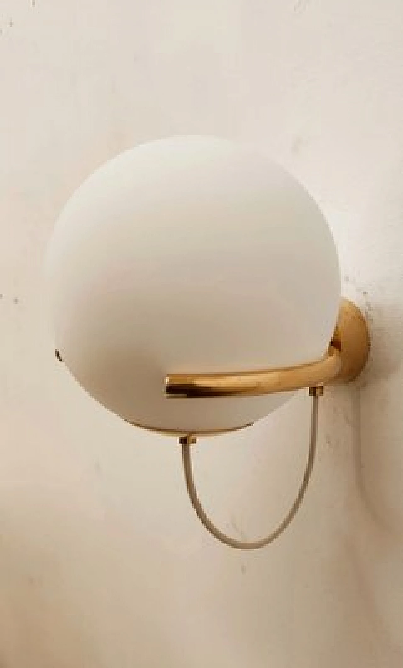 Brass and white glass wall light, 1970s 2