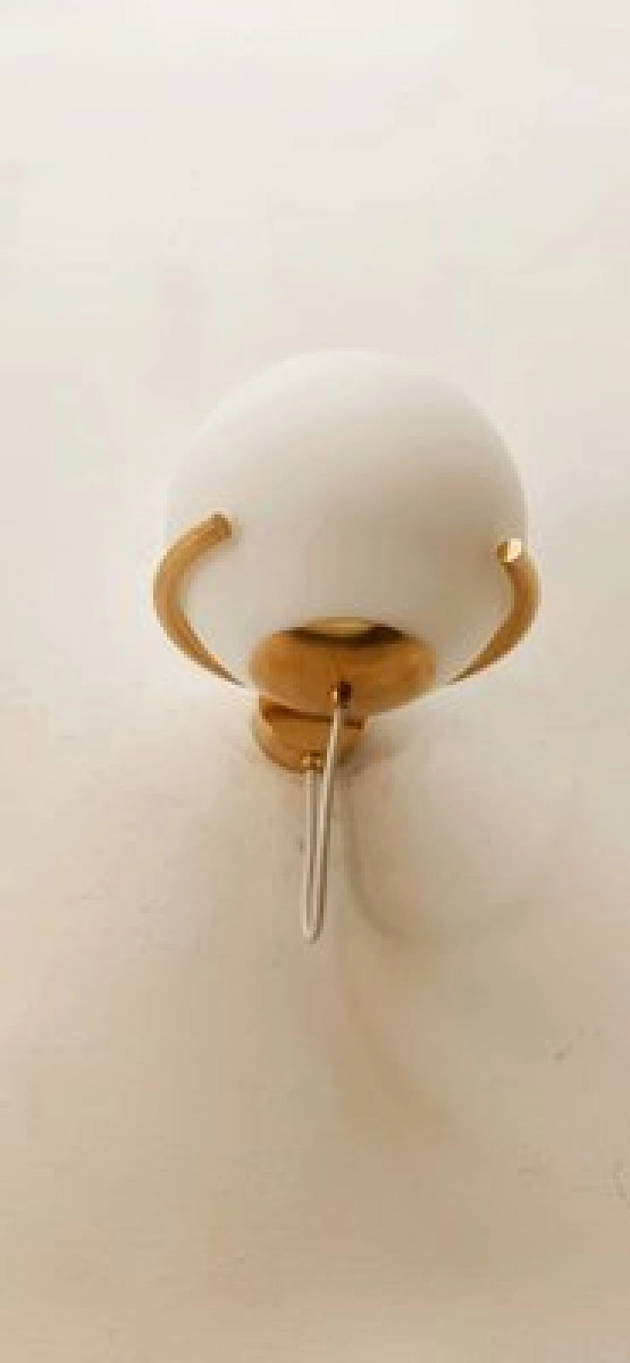 Brass and white glass wall light, 1970s 3