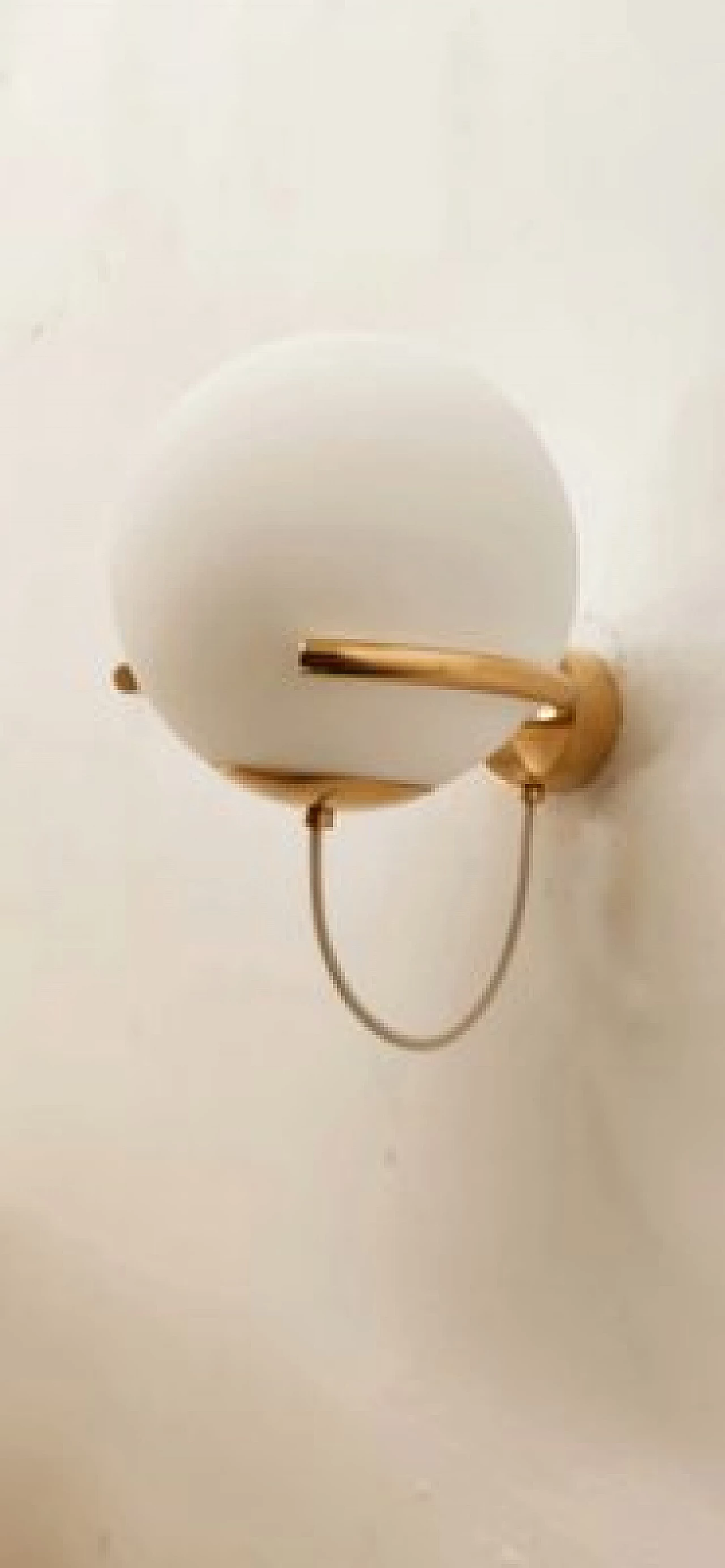 Brass and white glass wall light, 1970s 4
