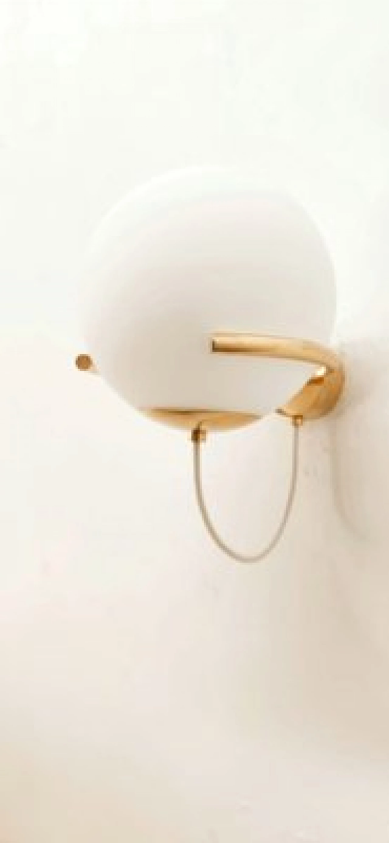 Brass and white glass wall light, 1970s 6