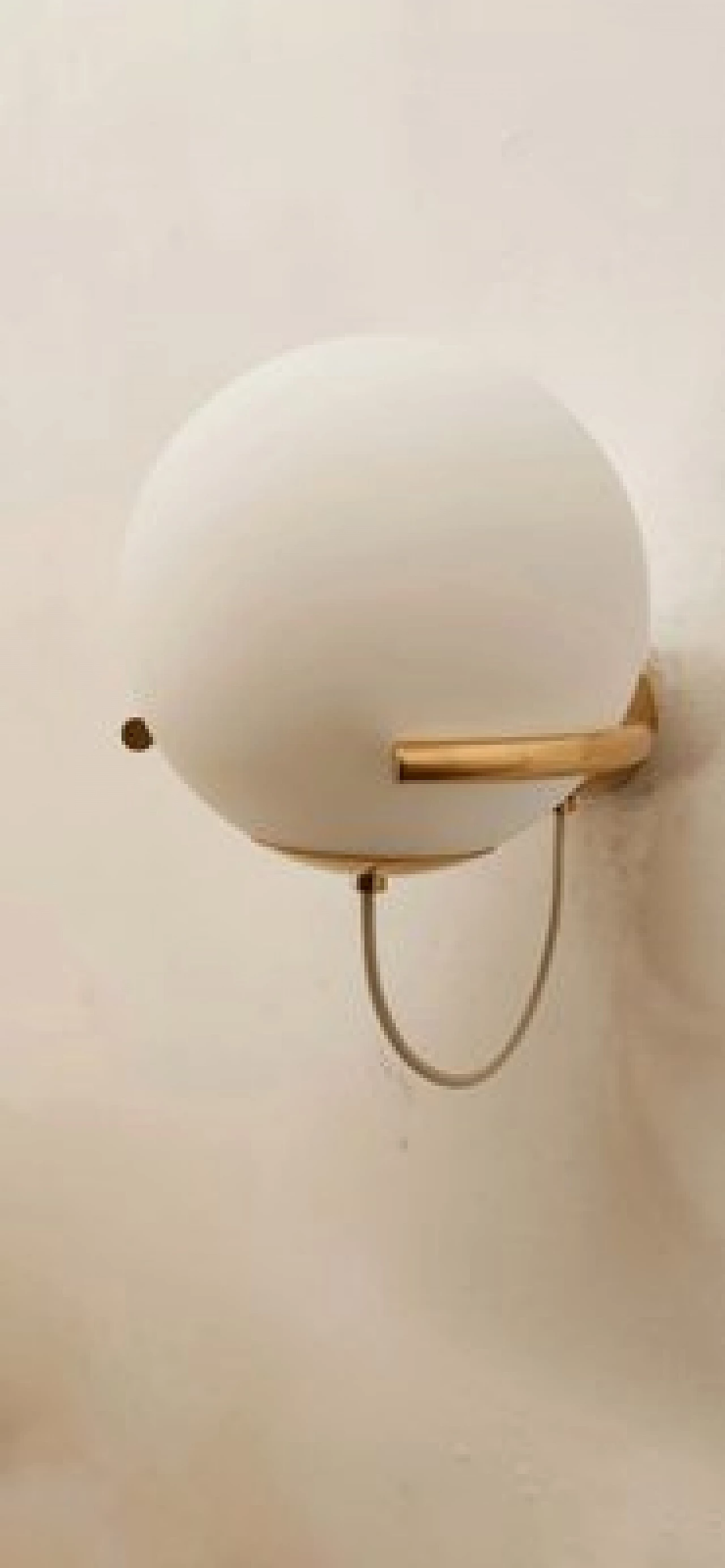 Brass and white glass wall light, 1970s 7