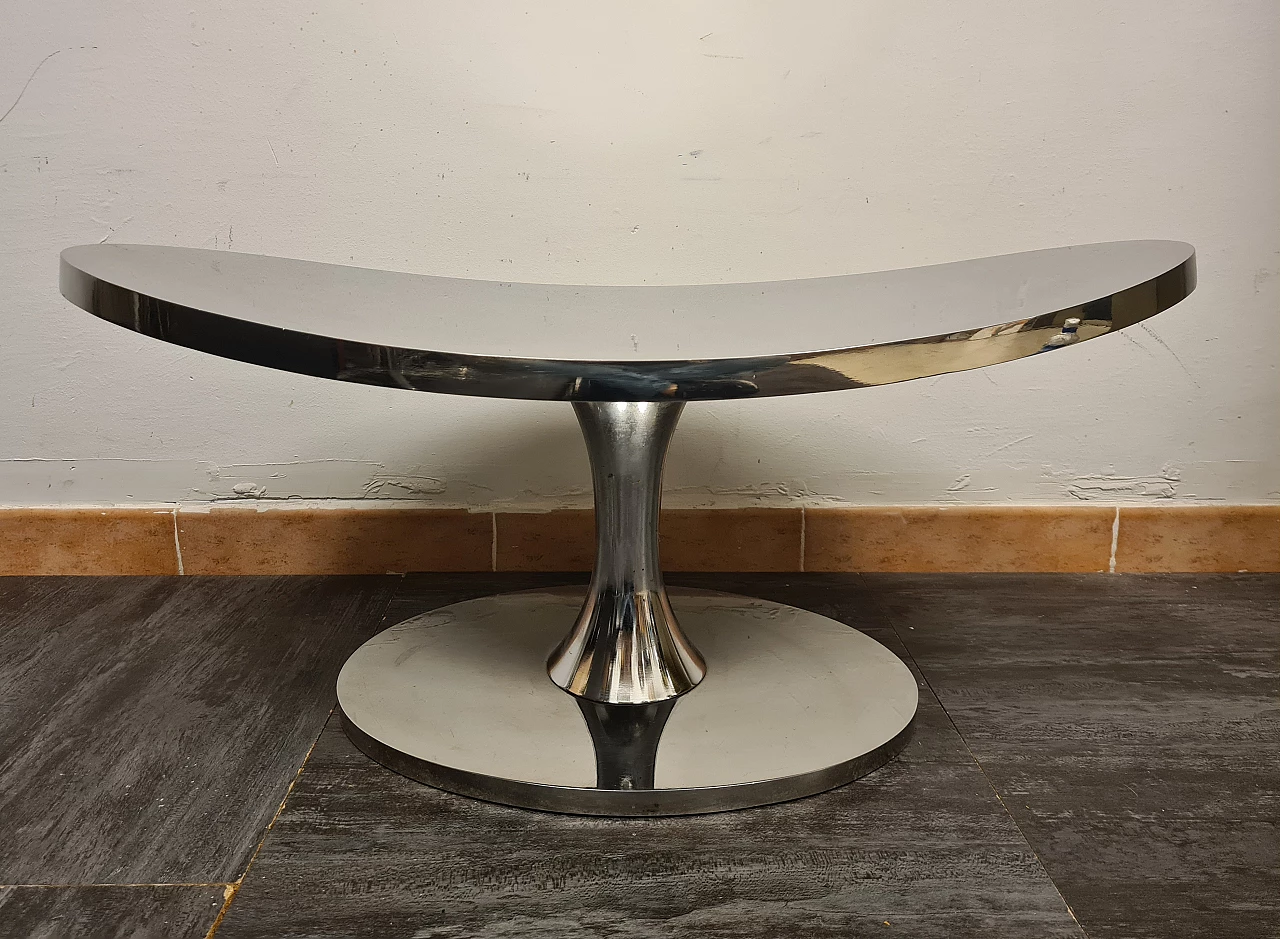 Tavolino in acciaio specchiato, anni '70 1