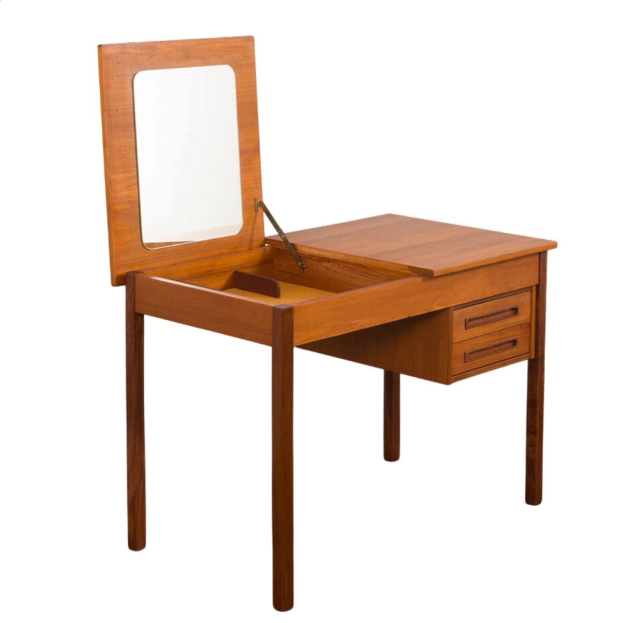 Teak desk with hidden vanity, 1960s 15