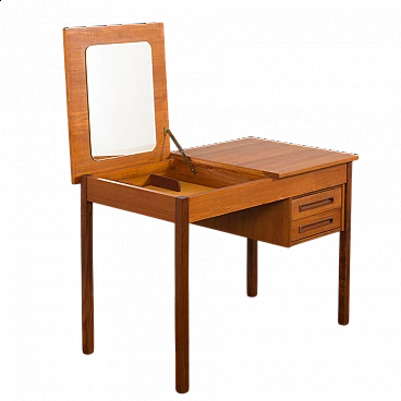 Teak desk with hidden vanity, 1960s
