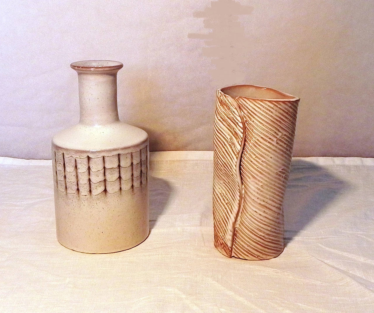 Glazed ceramic bottle and vase by Menozzi, 1970s 1