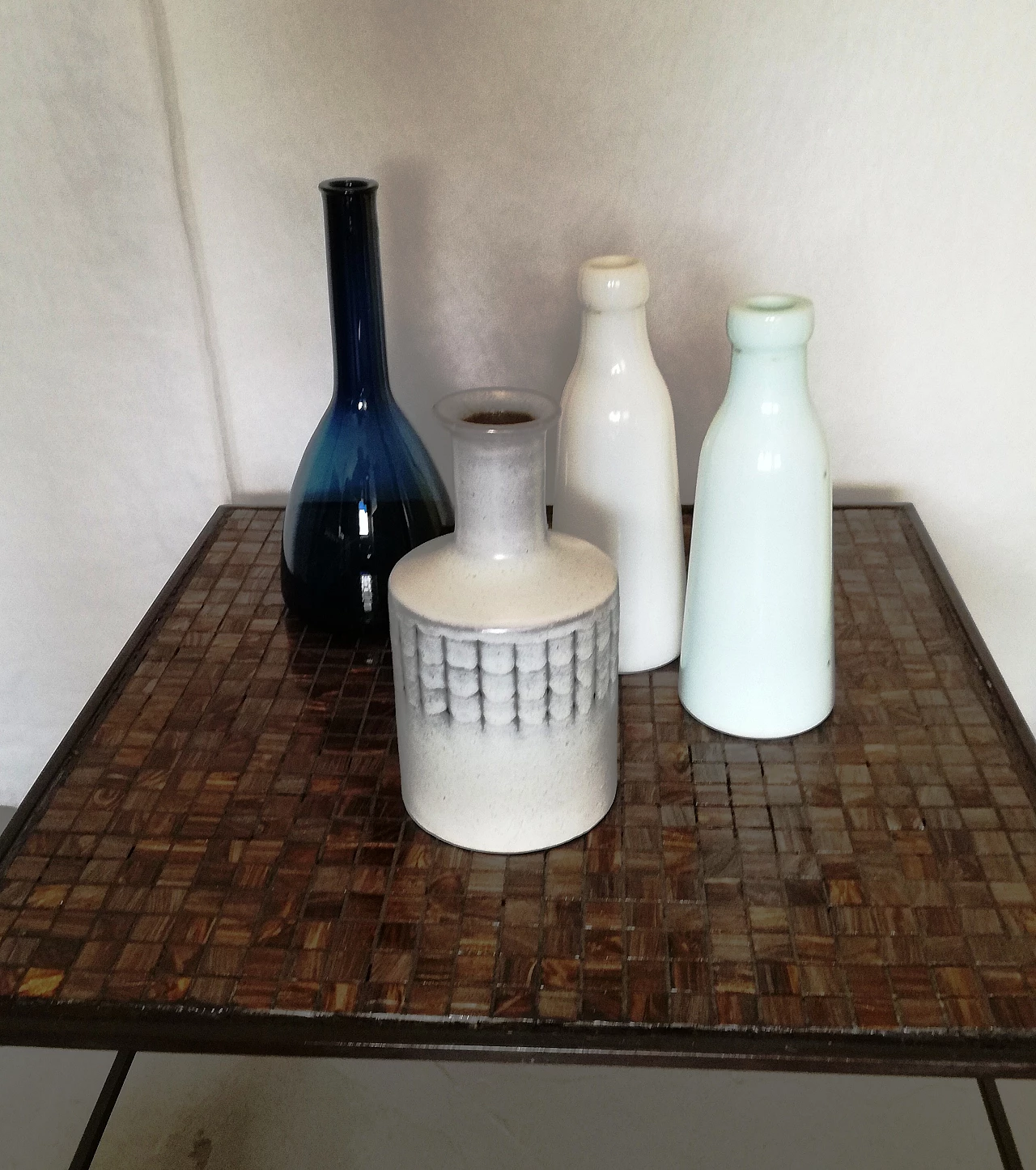 Glazed ceramic bottle and vase by Menozzi, 1970s 11