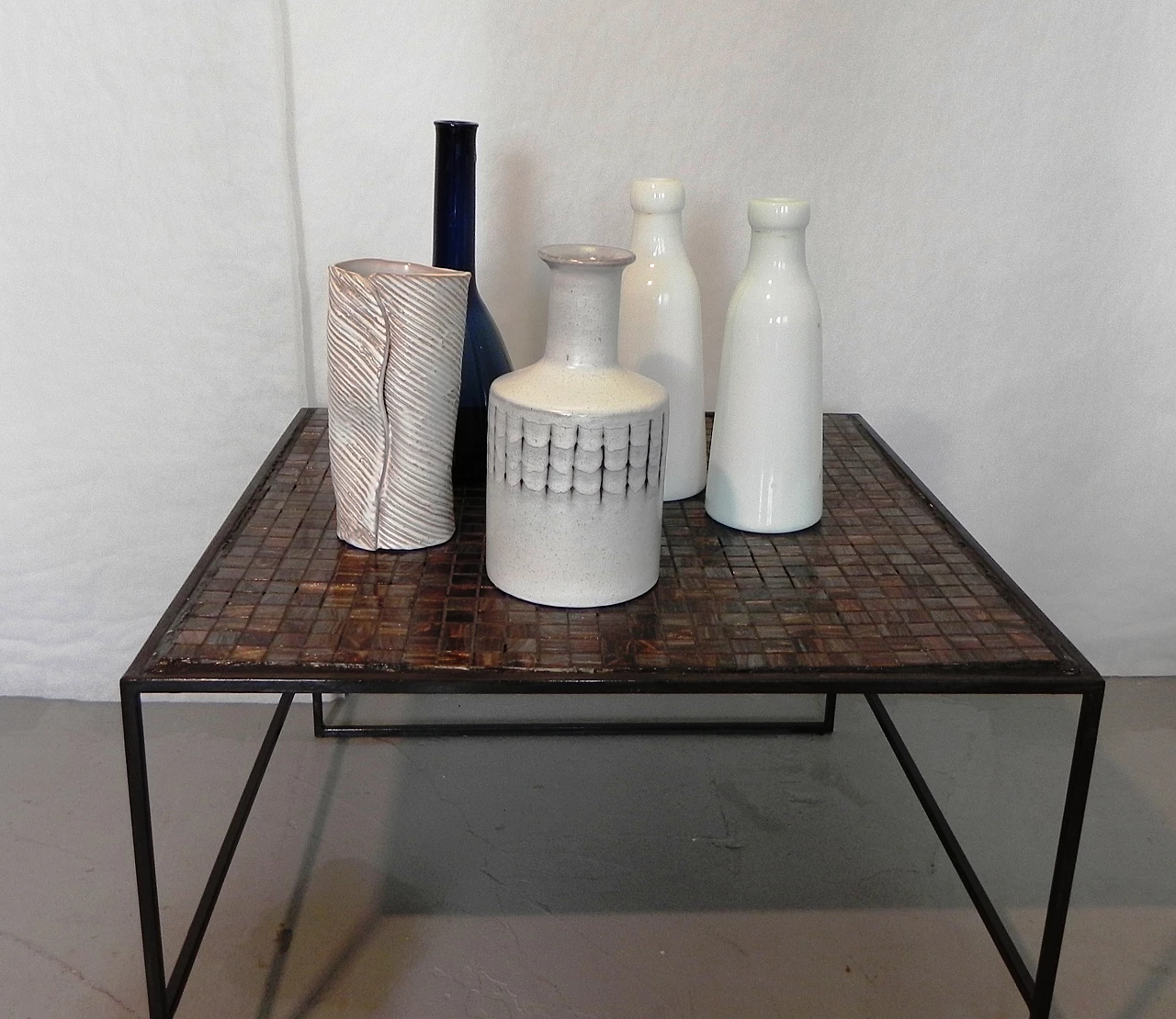 Glazed ceramic bottle and vase by Menozzi, 1970s 13