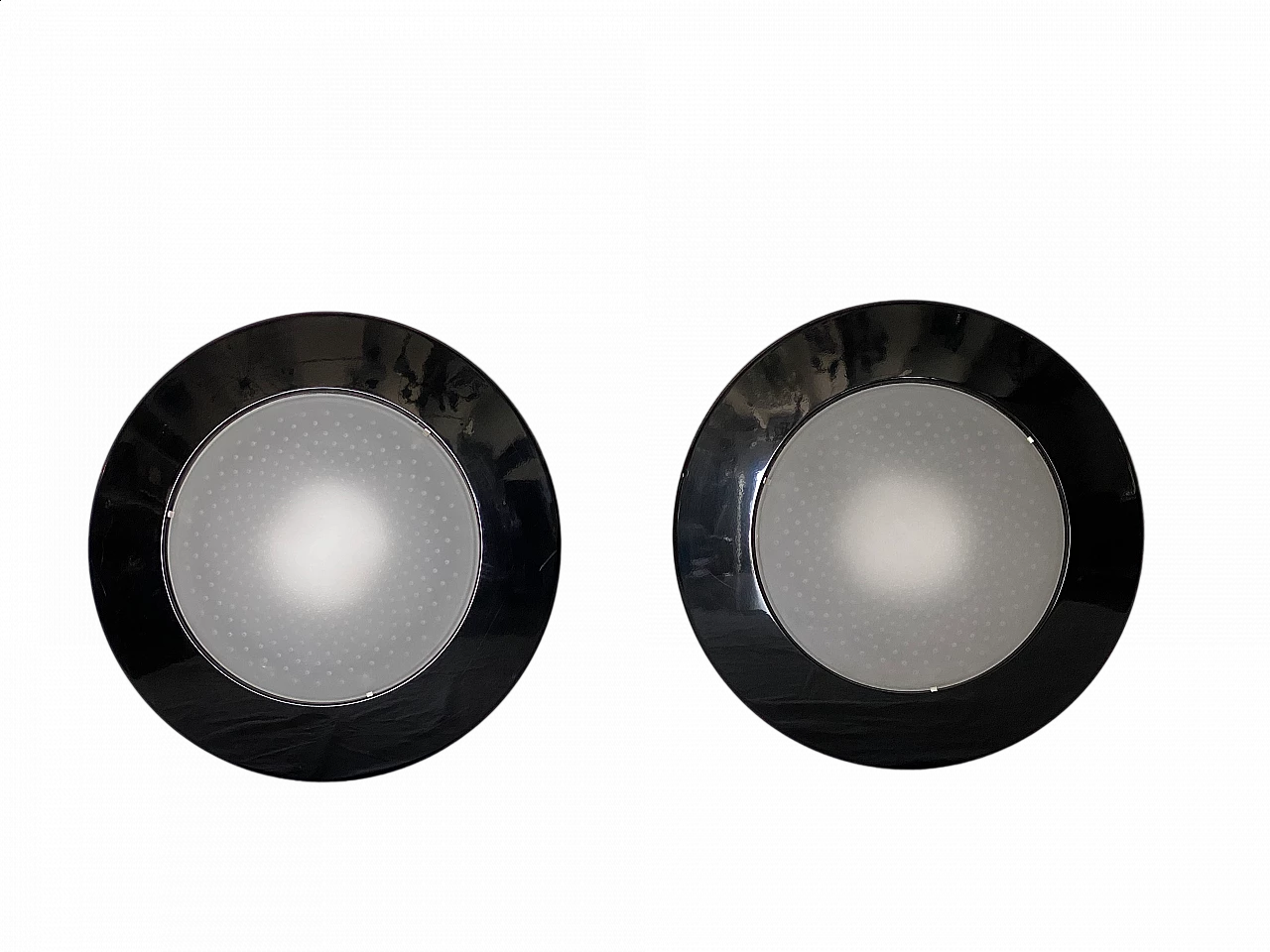 Pair of Mira/P ceiling lights in glass and metal by Arteluce, 1990s 14