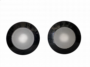 Pair of Mira/P ceiling lights in glass and metal by Arteluce, 1990s