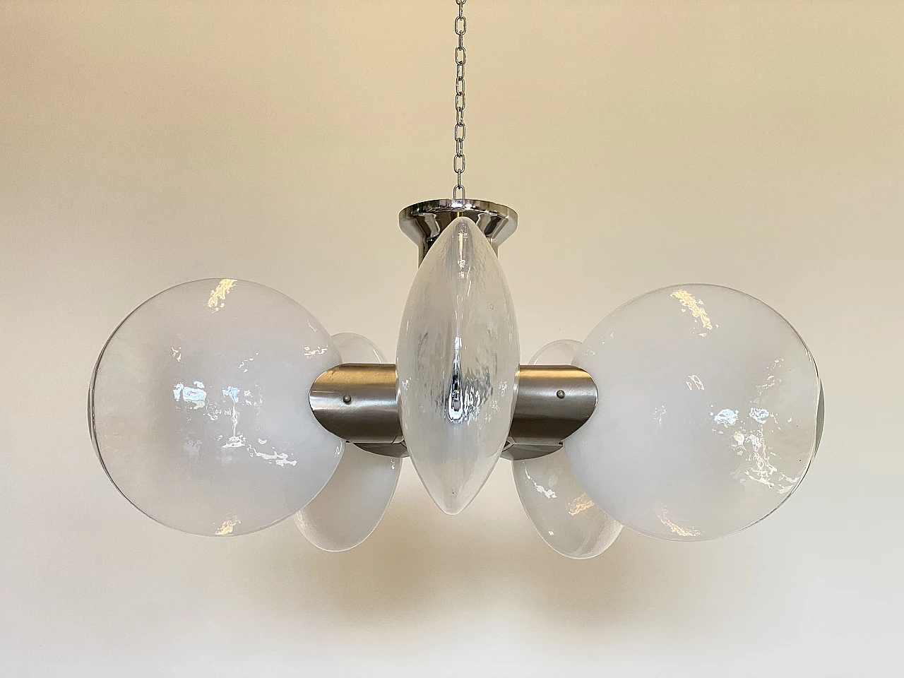 Steel and glass chandelier in the style of Carlo Nason, 1970s 3