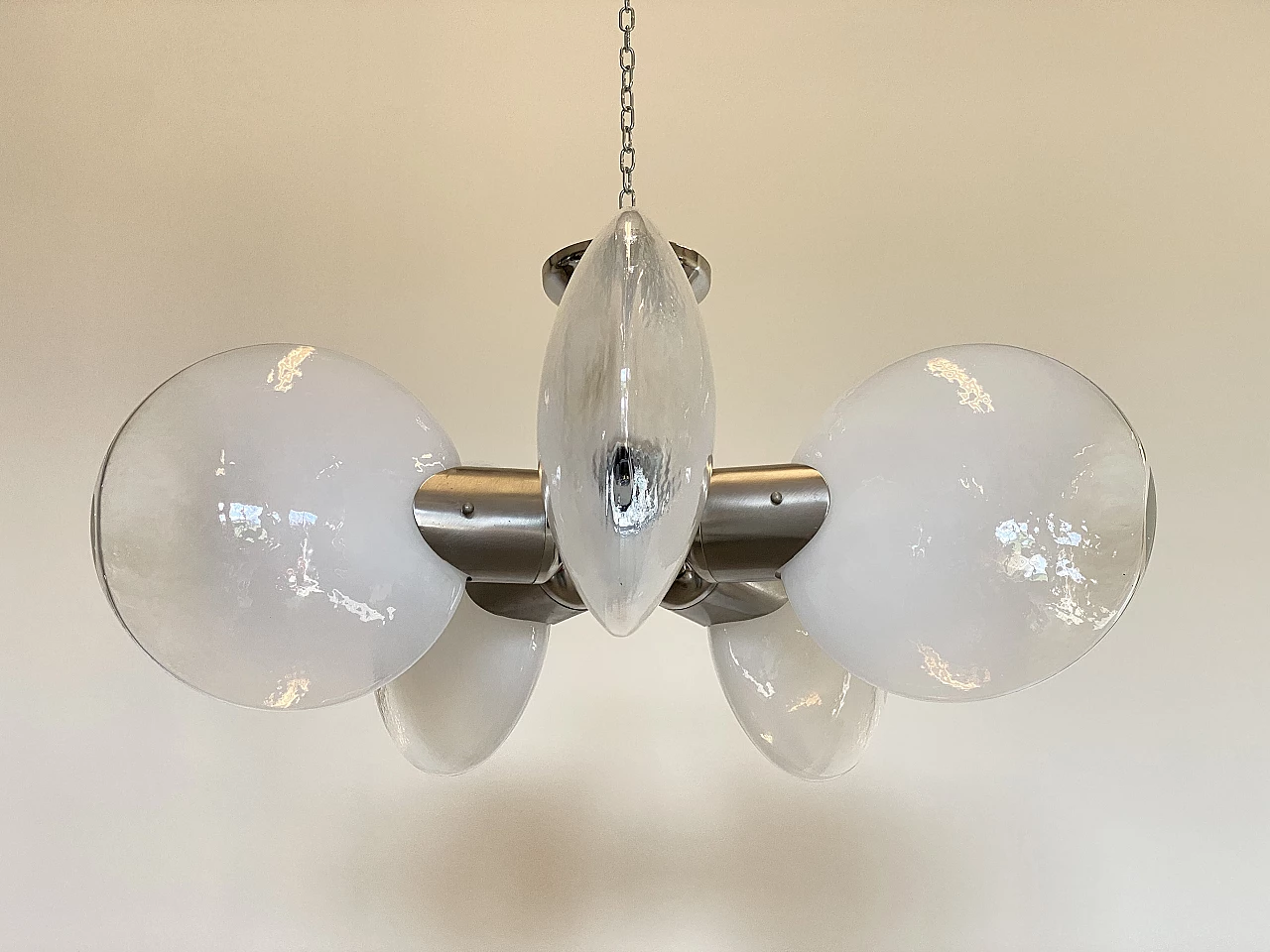 Steel and glass chandelier in the style of Carlo Nason, 1970s 6
