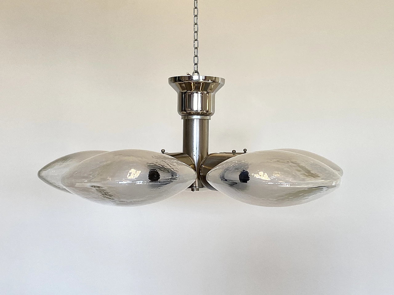 Steel and glass chandelier in the style of Carlo Nason, 1970s 8