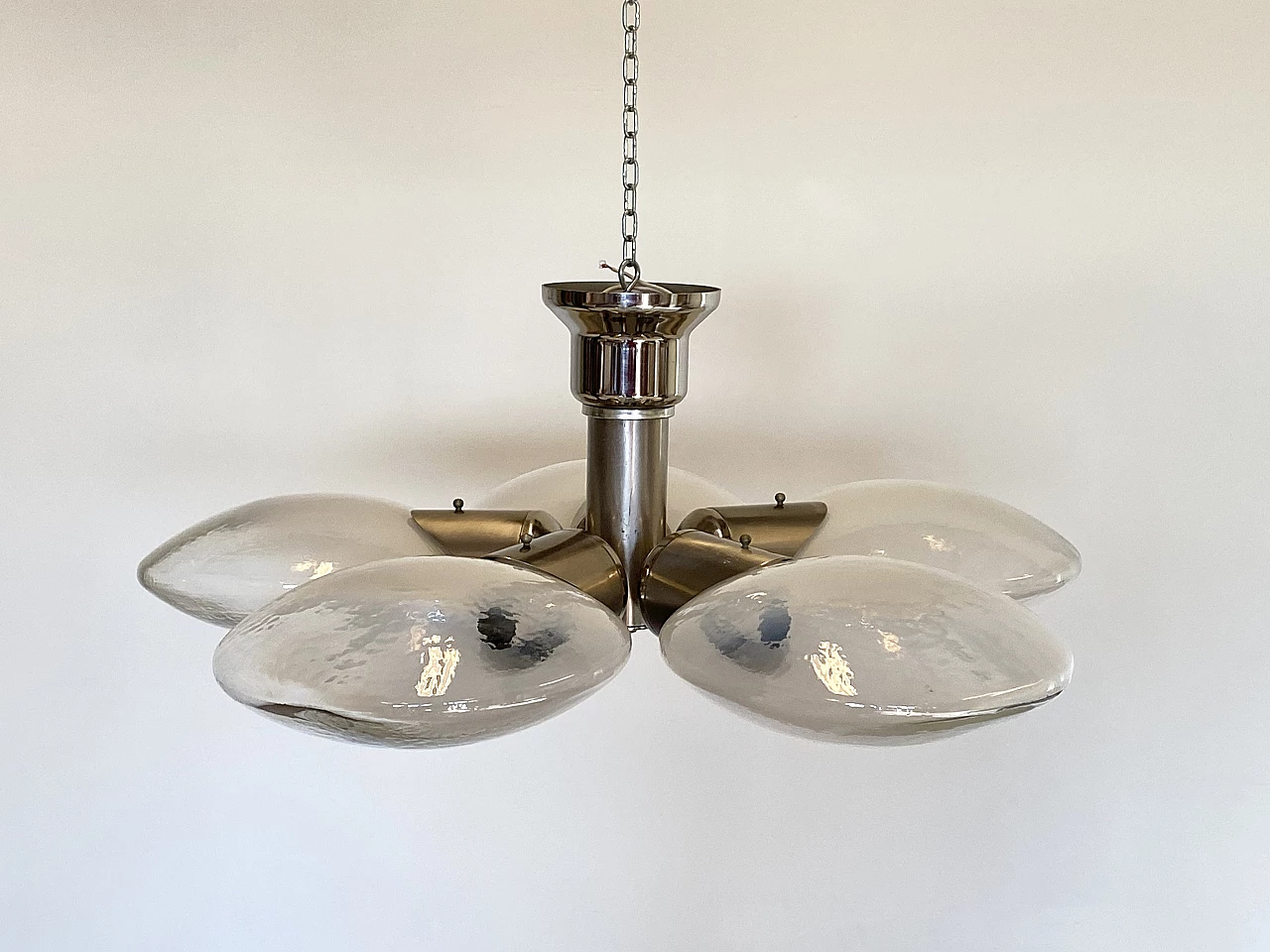 Steel and glass chandelier in the style of Carlo Nason, 1970s 9
