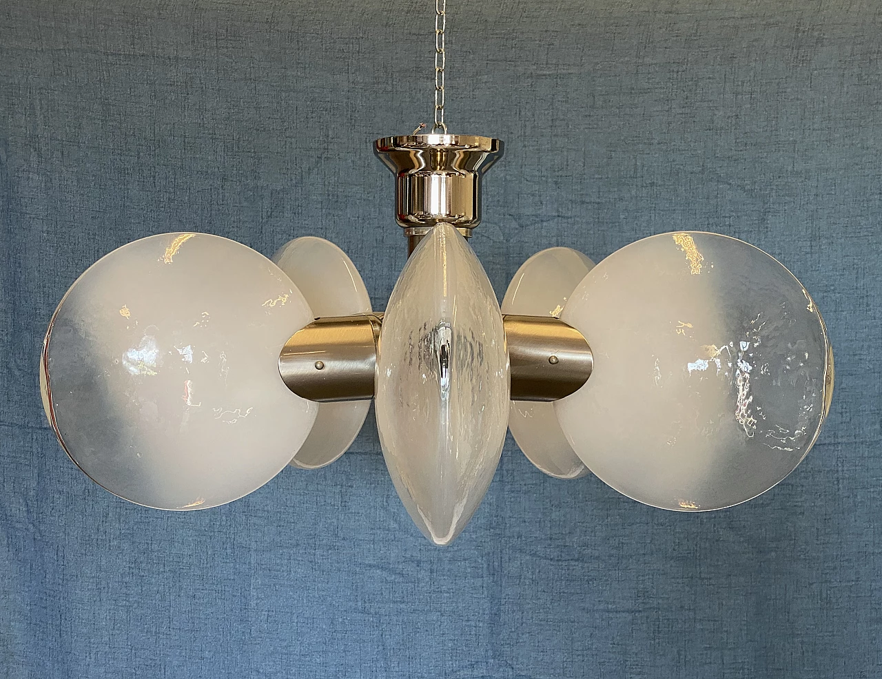 Steel and glass chandelier in the style of Carlo Nason, 1970s 16