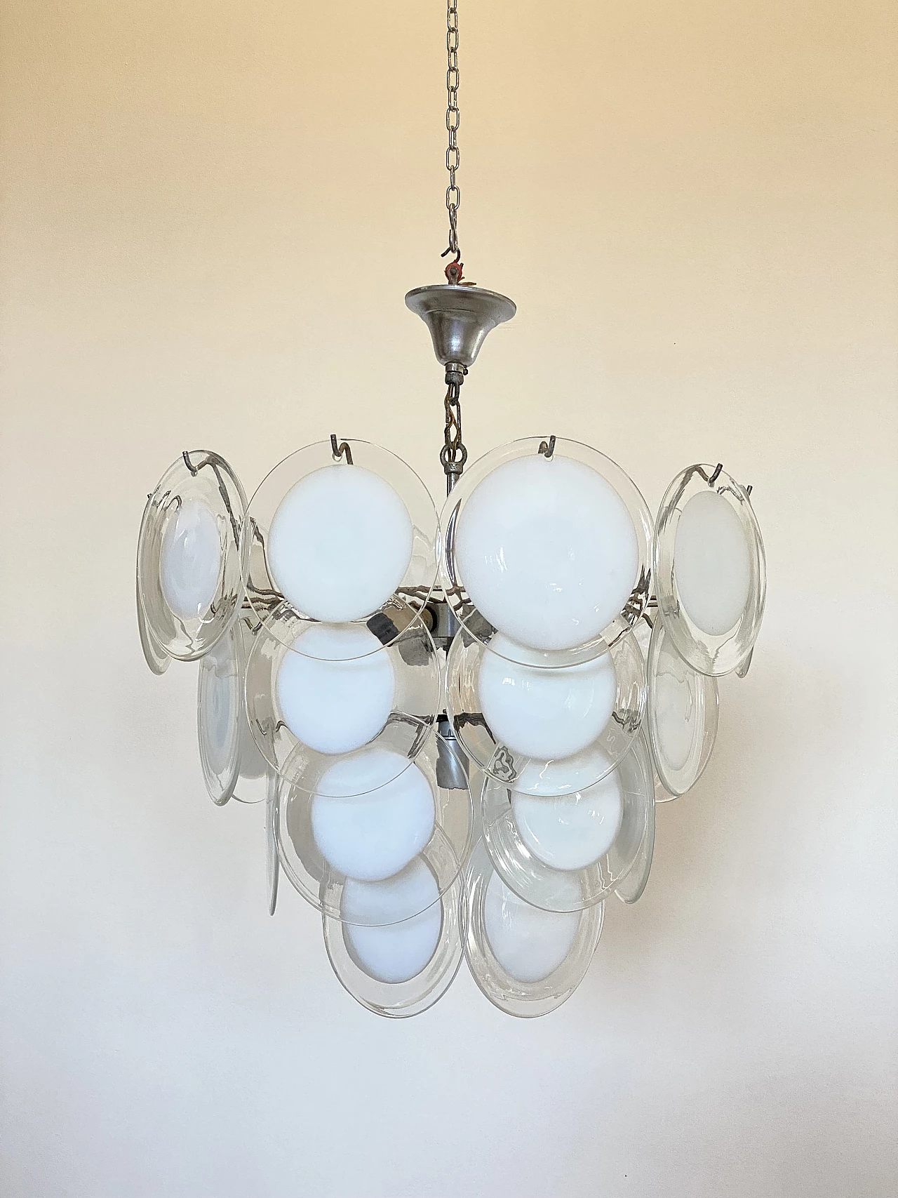 Chandelier in iron, steel and glass by Vistosi, 1960s 3