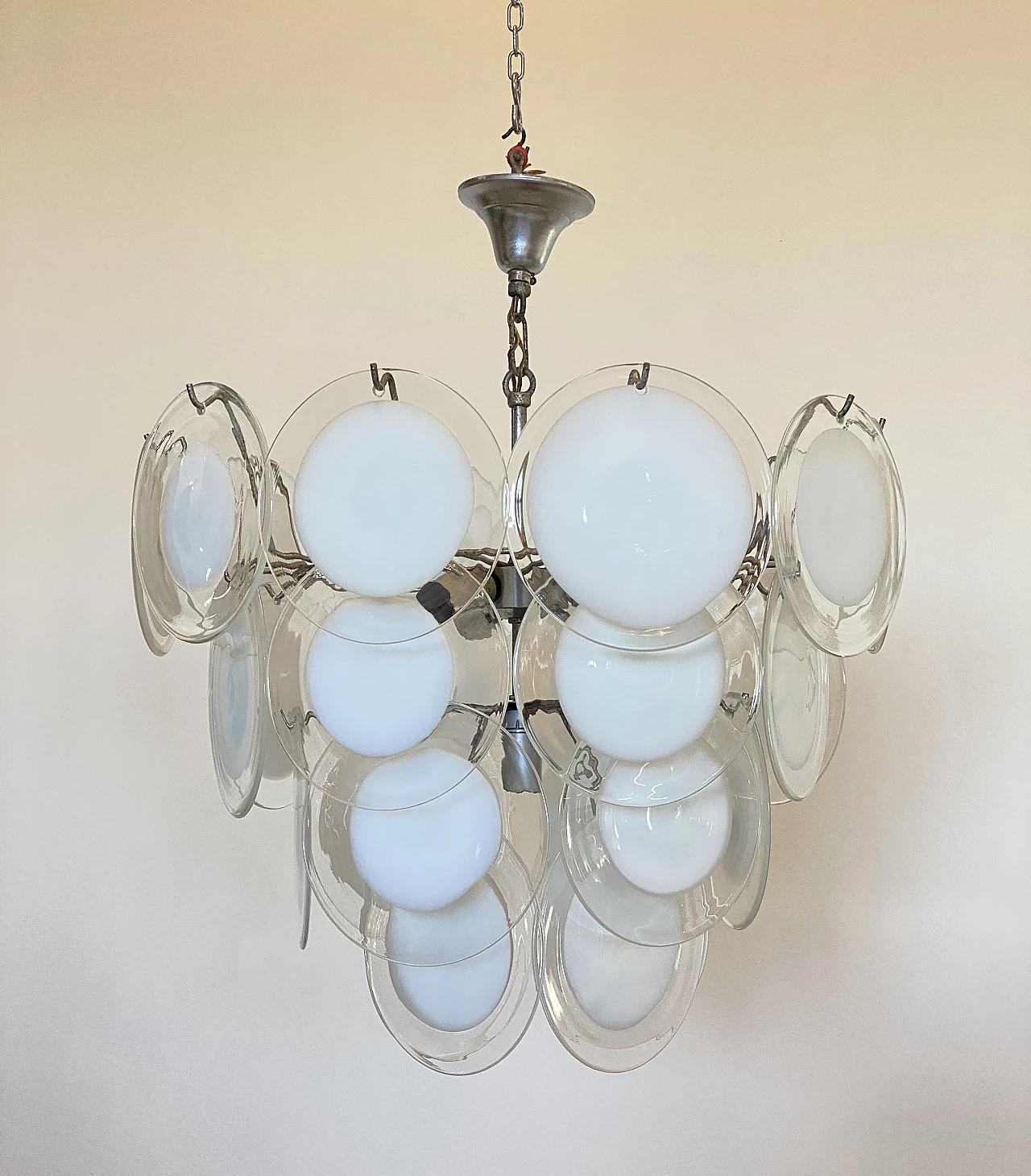 Chandelier in iron, steel and glass by Vistosi, 1960s 6