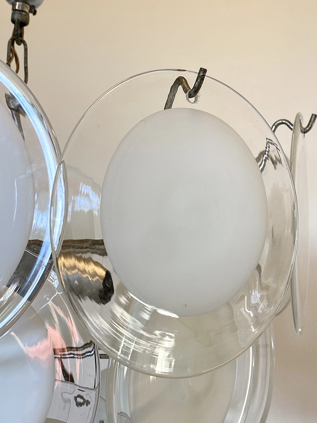 Chandelier in iron, steel and glass by Vistosi, 1960s 7