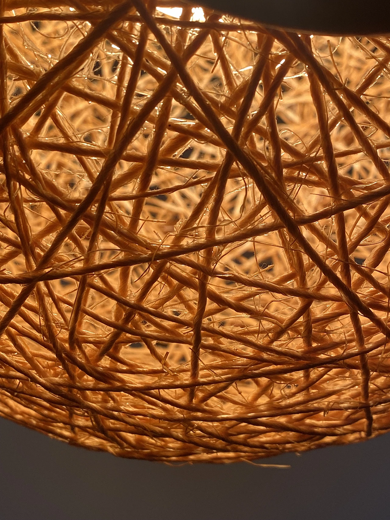 Lampada da soffitto in bambù curvato e corda, anni '70 15