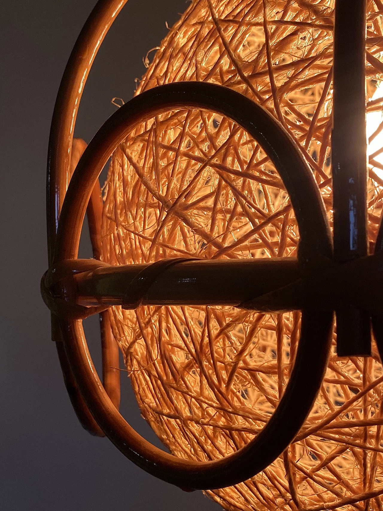 Bent bamboo and rope ceiling lamp, 1970s 19